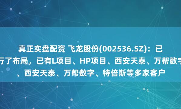真正实盘配资 飞龙股份(002536.SZ)：已在超级充电桩领域进行了布局，已有L项目、HP项目、西安天泰、万帮数字、特倍斯等多家客户